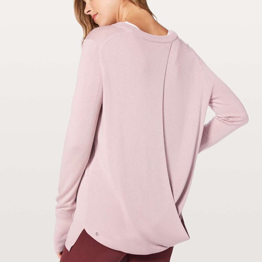 Lululemon Bring It Backbend Sweater- Pink Open Back Cashmere Blend-Size 4